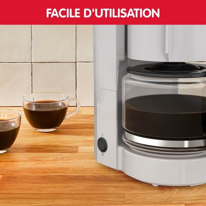 MOULINEX Simpleo Cafetiere filtre 1.1 L, 12 tasses, Porte-filtre pivotant, Anti-goutte, Arret auto, Maintien au chaud, FG121B10