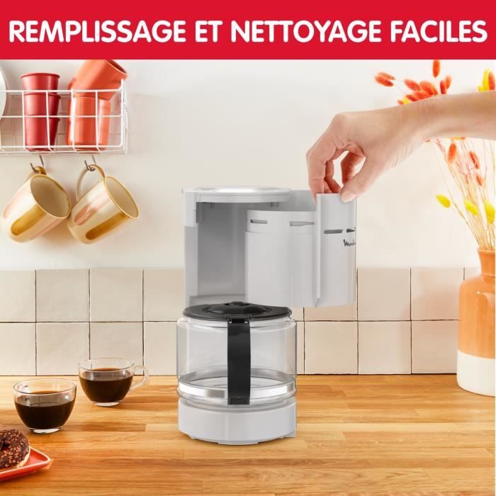 MOULINEX Simpleo Cafetiere filtre 1.1 L, 12 tasses, Porte-filtre pivotant, Anti-goutte, Arret auto, Maintien au chaud, FG121B10