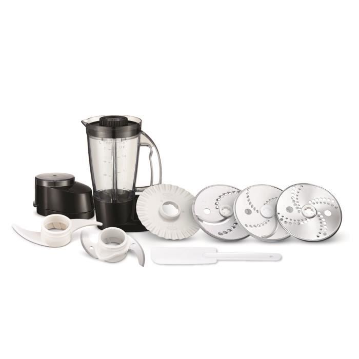 MOULINEX Double Force Compact Robot multifonction, 2 sorties moteur, 2 vitesses, Blender Smoothies et Shakes, 9 accessoires