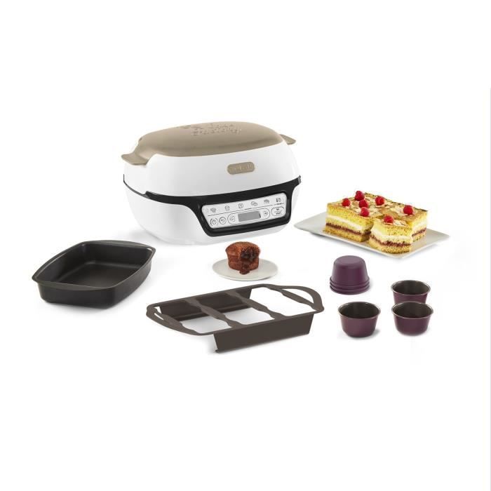 TEFAL Machine a gâteaux intelligente, 5 programmes précis, Moule antiadhésif, 6 moules a muffins Creabake, Cake Factory KD804910