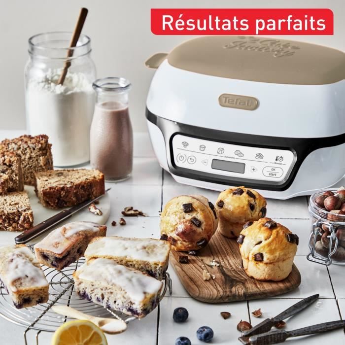 TEFAL Machine a gâteaux intelligente, 5 programmes précis, Moule antiadhésif, 6 moules a muffins Creabake, Cake Factory KD804910