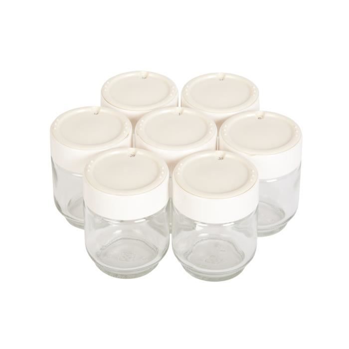 MOULINEX Lot de 7 pots en verre pour yaourtiere Yogurta Timer, Compatible lave-vaisselle A14A03