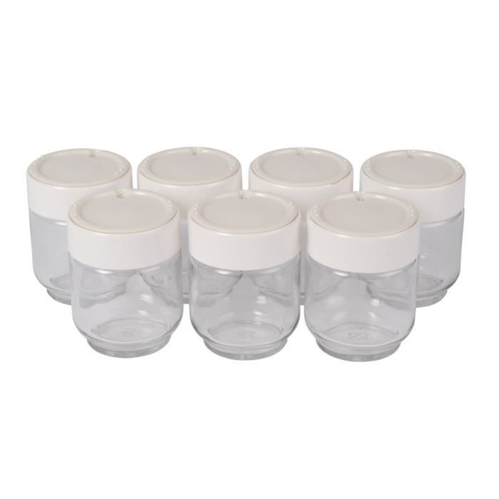 MOULINEX Lot de 7 pots en verre pour yaourtiere Yogurta Timer, Compatible lave-vaisselle A14A03