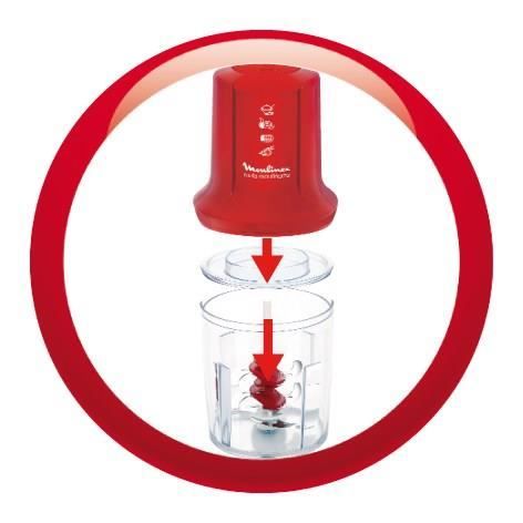 MOULINEX Multimoulinette Mini hachoir électrique, 500 ml, 6 lames acier inoxydable, 2 vitesses, Mixeur, Fabriqué en France AT714G32