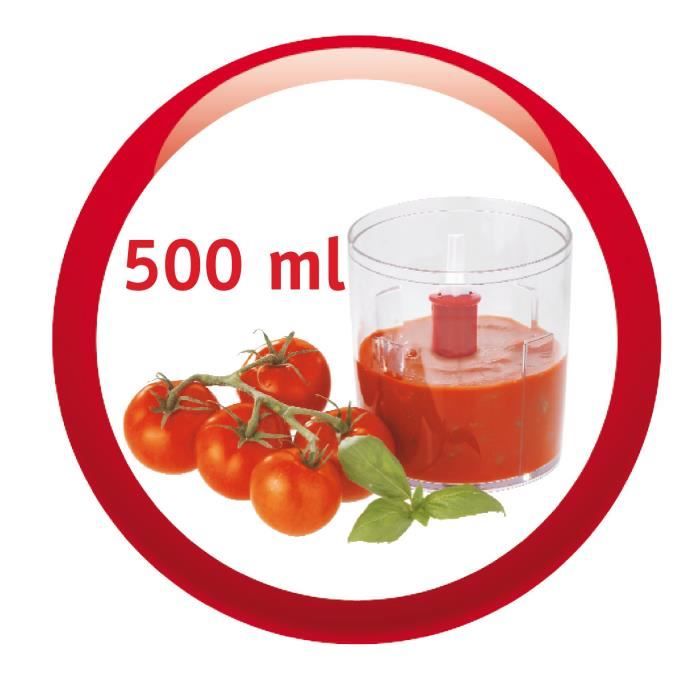 MOULINEX Multimoulinette Mini hachoir électrique, 500 ml, 6 lames acier inoxydable, 2 vitesses, Mixeur, Fabriqué en France AT714G32