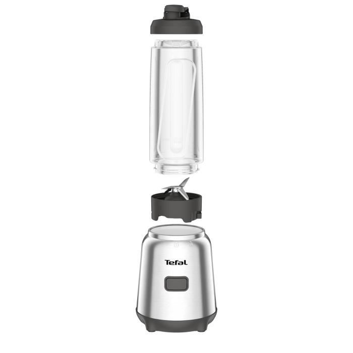 MOULINEX Blender mixeur, 300 W, 2 bouteilles Tritan a emporter, 4 lames amovibles, Compact, Smoothies, Application dédiée LM15FD10