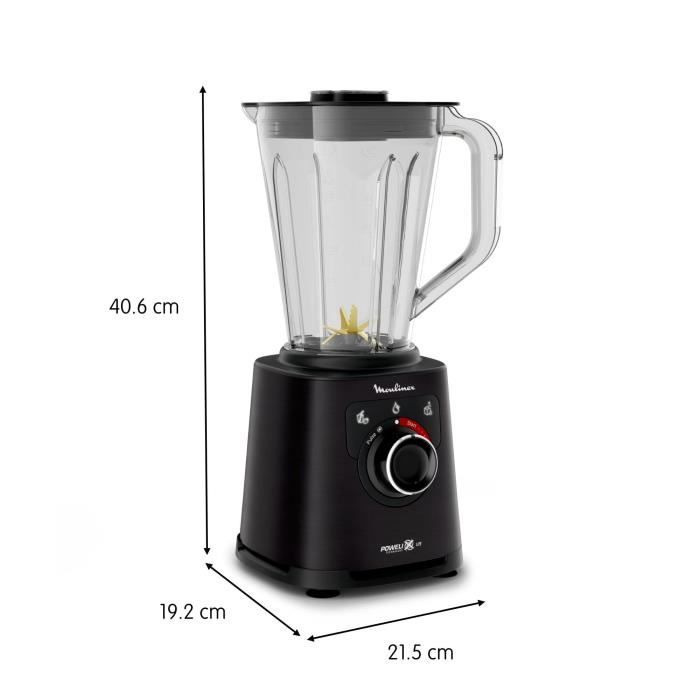 MOULINEX PerfectMix+ Blender électrique, Bol incassable 2 L, Mixeur haute vitesse, Lames acier inoxydale LM88A810