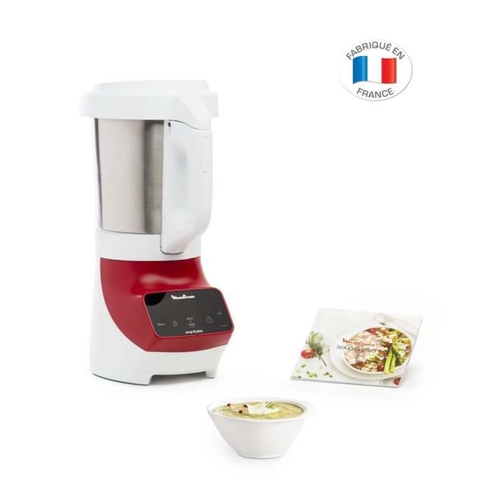 MOULINEX Soup&Plus Blender Chauffant, Capacité utile 2 L, 5 vitesses, Ecran tactile, Livre recettes, Fabriqué en France LM924500