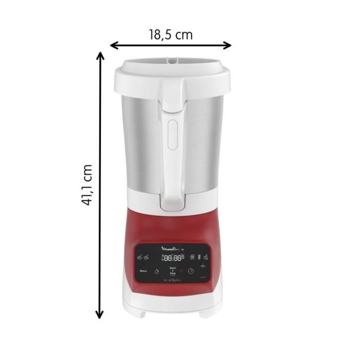 MOULINEX Soup&Plus Blender Chauffant, Capacité utile 2 L, 5 vitesses, Ecran tactile, Livre recettes, Fabriqué en France LM924500