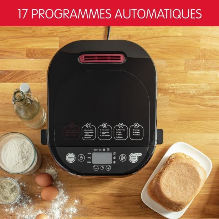 MOULINEX Machine a pain, 1 kg, 17 programmes, 3 niveaux de dorage, Programmable, Maintien au chaud Pain & Plaisir OW220830