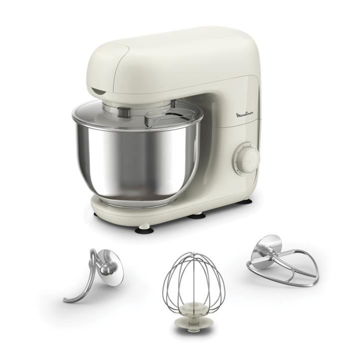 MOULINEX Bake Essential Robot pâtissier, Bol 4.8 L, Kit de pâtisserie, 800 W, Blanc QA160110