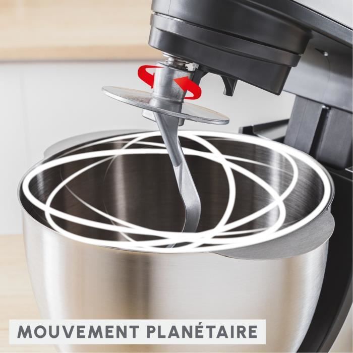 MOULINEX Bake Essential Robot pâtissier, Bol 4.8 L, Kit de pâtisserie, 800 W, Blanc QA160110