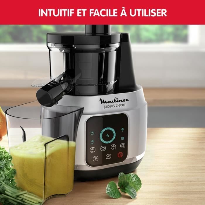 MOULINEX Juice & Clean Extracteur de jus, Technologie Easy Clean, Pressage a froid, Pulpe réglable, Ecran tactile ZU420E10