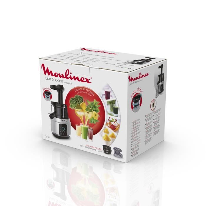 MOULINEX Juice & Clean Extracteur de jus, Technologie Easy Clean, Pressage a froid, Pulpe réglable, Ecran tactile ZU420E10