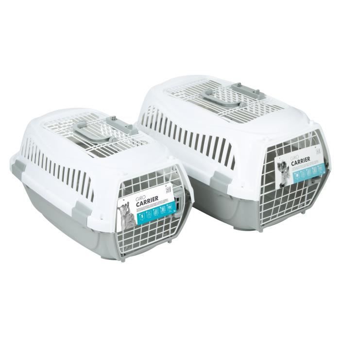 MPETS Cage de transport - Pour chien - S - Gris et blanc