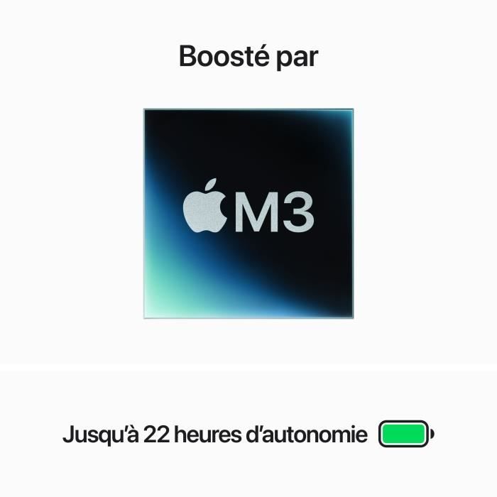 Apple - 14 - MacBook Pro M3 (2023) -  RAM 8Go - Stockage 512Go - Argent - Azerty