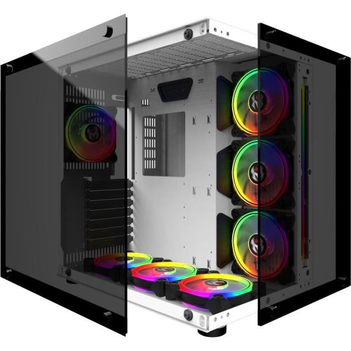 MRED - Boîtier PC Gamer ATX - Blanc RGB Crystal Sea