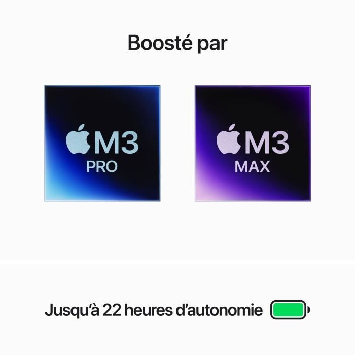 MacBook Apple MacBook Pro 16 512Go SSD 18Go RAM Puce M3 Pro CPU 12 coeurs GPU 18 coeurs Noir sideral Nouveau