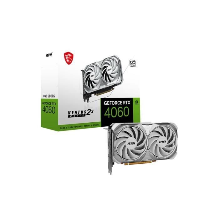 MSI - Carte Graphique - RTX 4060 VENTUS 2X WHITE 8G OC (912-V516-032)