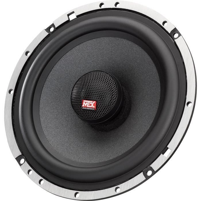 MTX TX665C Haut-parleurs voiture Coaxiaux 16,5cm 2 voies 90W RMS 4 Châssis alu Tweeters néodyme dôme soie Membrane pulpe célulose