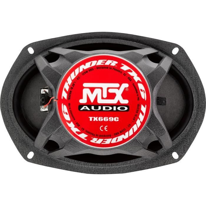 MTX TX669C Haut-parleurs voiture Coaxiaux 15x23cm 6x9 2 voies 120W RMS 4 Châssis alu Tweeters néodyme dôme soie Membrane fibre