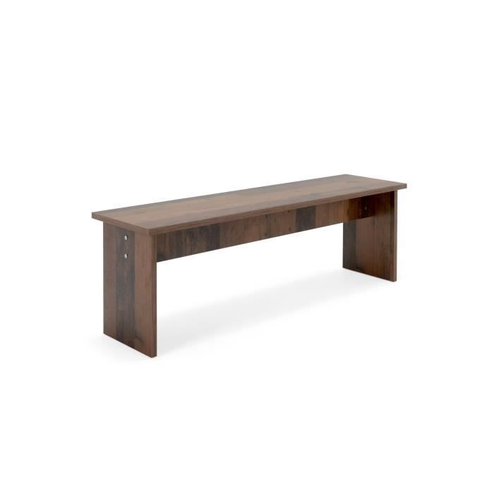 Ensemble Table a manger 140x80 cm + 2 bancs - Boisé Old Style - L 140-180 x P 80 x H 77 cm - MUNICH