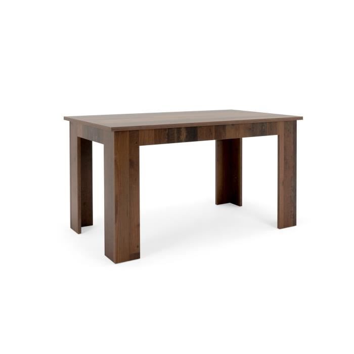 Ensemble Table a manger 140x80 cm + 2 bancs - Boisé Old Style - L 140-180 x P 80 x H 77 cm - MUNICH