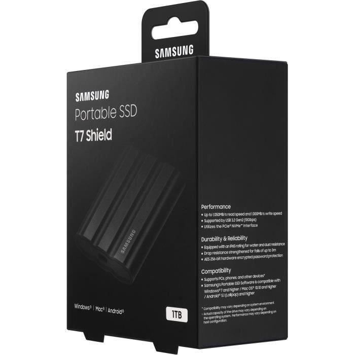 SAMSUNG SSD Externe T7 Shield Noir 1 To MU-PE1T0S/EU