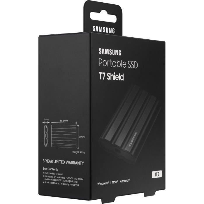 SAMSUNG SSD Externe T7 Shield Noir 1 To MU-PE1T0S/EU