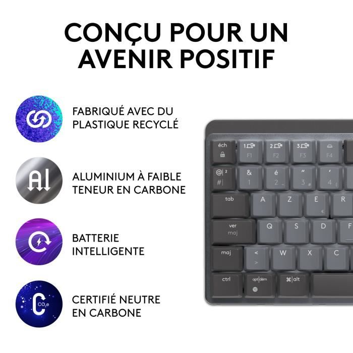 Clavier - Sans Fil - Logitech - MX Mini - Mécanique - Rétroéclairé - AZERTY - Graphite