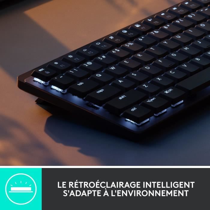 Clavier - Sans Fil - Logitech - MX Mini - Mécanique - Rétroéclairé - AZERTY - Graphite