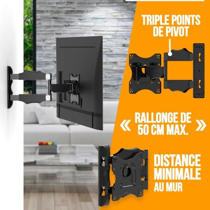 NANOOK Support Mural orientable et inclinable pour téléviseurs 19-43 Pouces - Support Mural pour téléviseurs LCD, LED, QLED et OLED