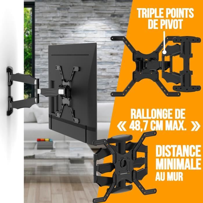 NANOOK Support Mural orientable pour téléviseurs 40-65 Pouces - Inclinable - Support Mural pour téléviseurs LCD, LED, QLED et OLED