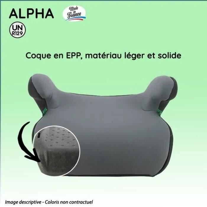 NANIA Rehausseur ceinturé ALPHA, groupe 3, de 8 a 12 ans, 25-36 kg, 125-150 cm, R129 - Avec accoudoirs - Gris