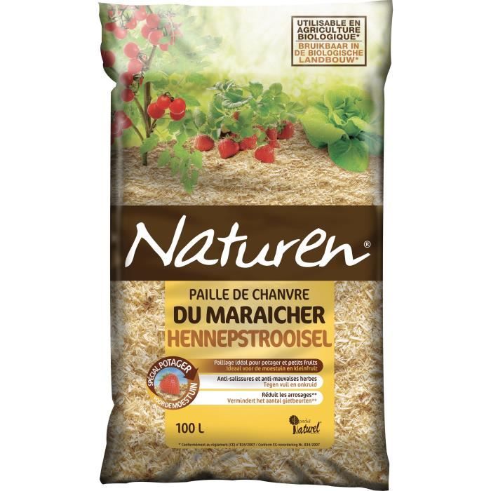 NATUREN Paille de Chanvre UAB 100L - Protege le potager et enrichit le sol