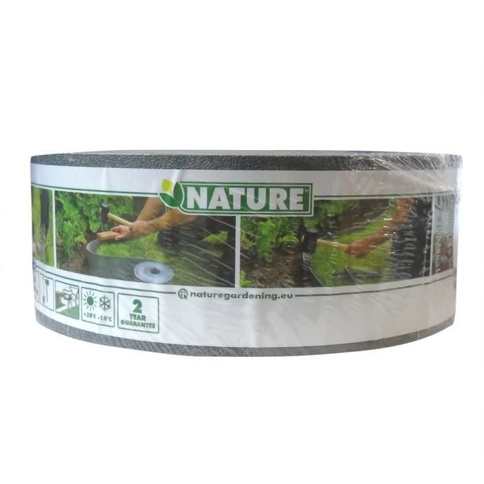 Bordure de jardin en polyéthylene gris H7,5 cm x 10 m - NATURE