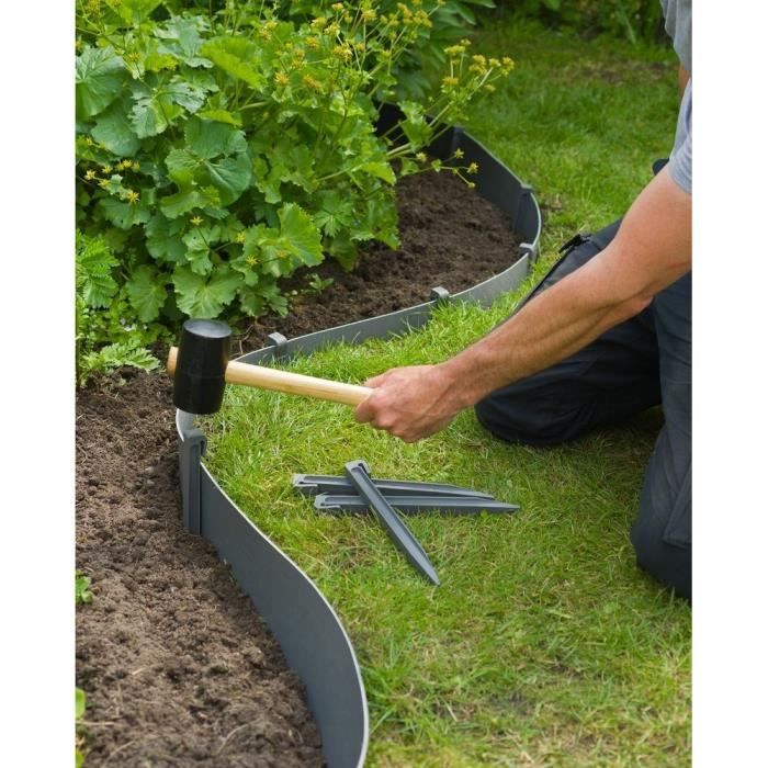 Piquets pour bordures de jardin - NATURE - Ancres en polypropylene gris - Lot de 10