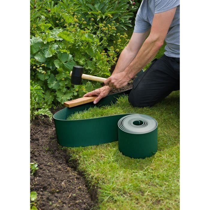 Bordure de jardin en polypropylene NATURE - Epaisseur 3 mm - H 15 cm x 10 m - Vert