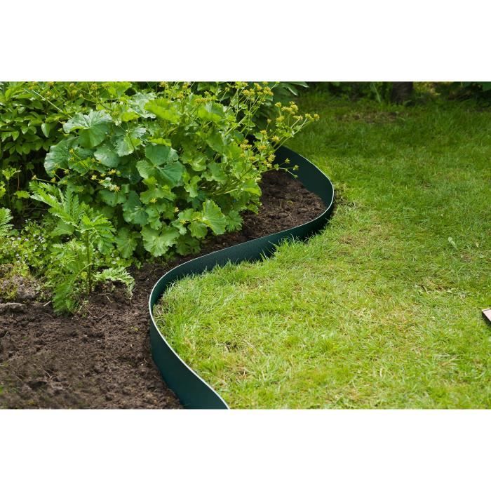 Bordure de jardin en polypropylene NATURE - Epaisseur 3 mm - H 15 cm x 10 m - Vert