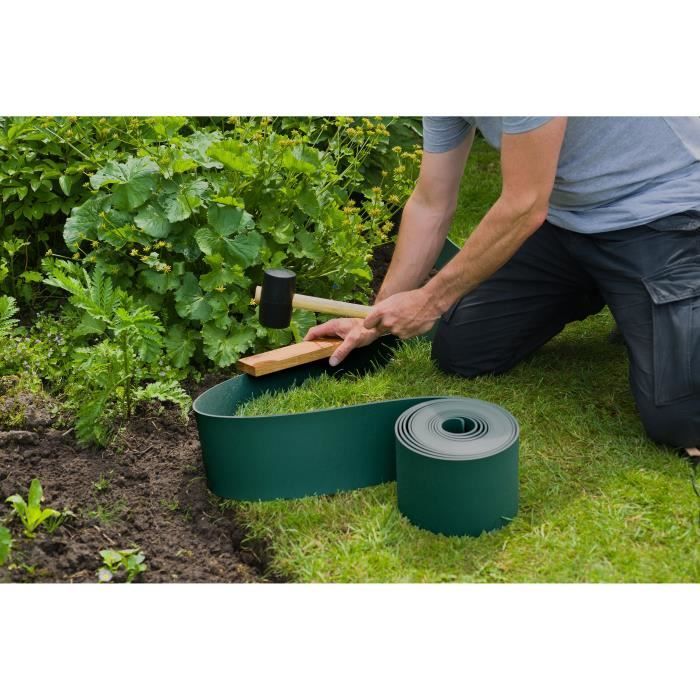 Bordure de jardin en polypropylene NATURE - Epaisseur 3 mm - H 15 cm x 10 m - Vert