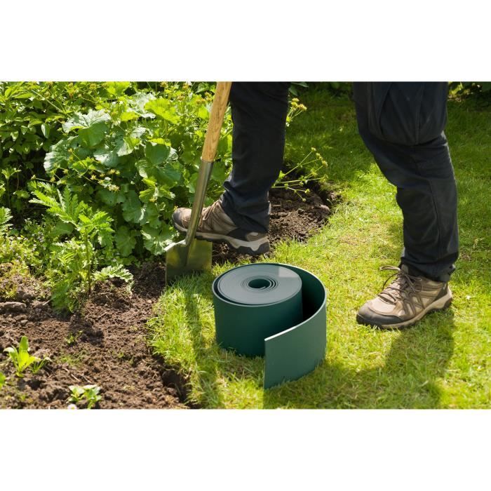 Bordure de jardin en polypropylene NATURE - Epaisseur 3 mm - H 15 cm x 10 m - Vert