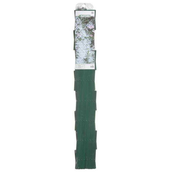 Treillis extensible plastique vert - NATURE - 100x200cm - Profil 23x7 mm - Set de fixation