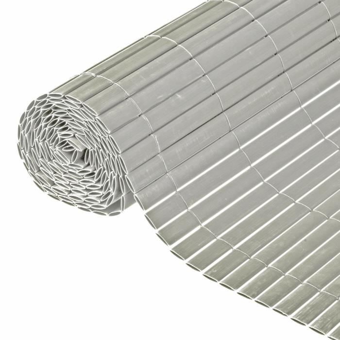 Canisse double face PVC gris - NATURE - 1 x 3 m - 100% occultant - 1500 g/m²