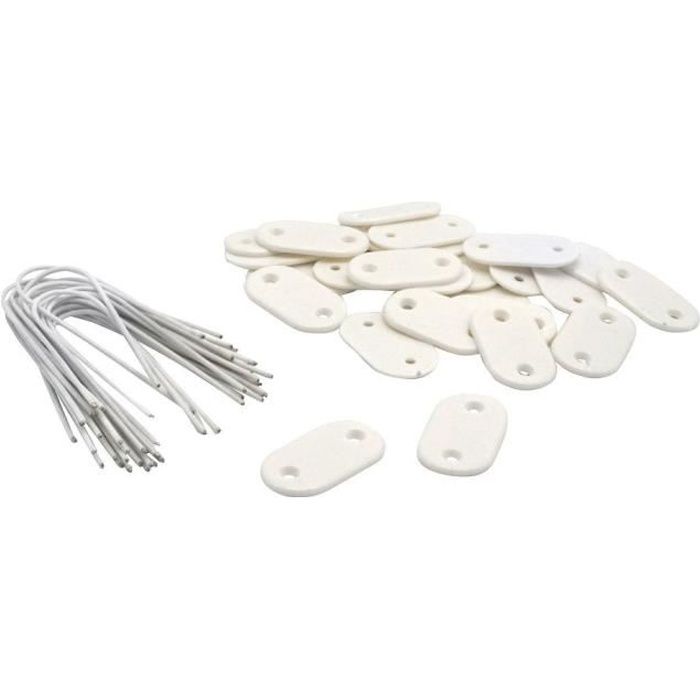 Set de 26 fixations pour mailles - NATURE - Blanc - Attache + brin 14 cm fil de fer plastifié