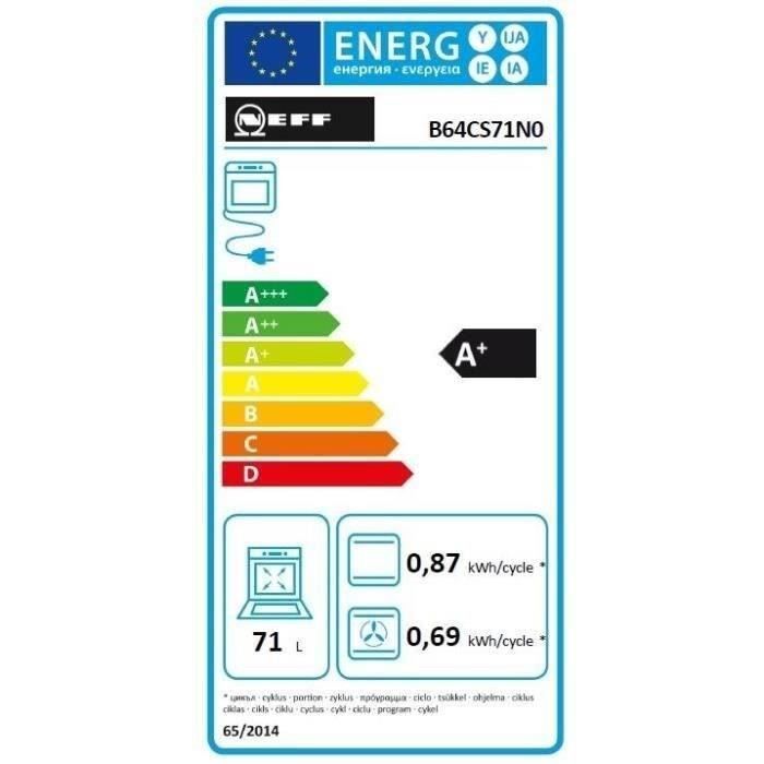 Four multifonction intégrable - Pyrolyse - NEFF - N90 - B64CS71N0 - Noir - Porte froide 4 vitres - 71 l - 59,5 x 59,6 x 54,8 cm