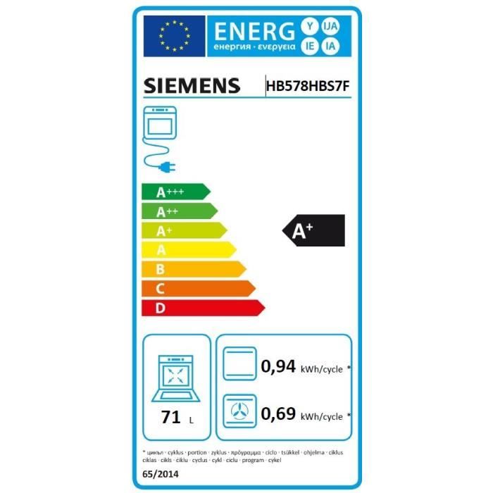 Four pyrolyse Softclose - SIEMENS IQ500 - HB578HBS7F - Noir - 8 modes de cuisson - 59,5 x 59,4 x 54,8 cm