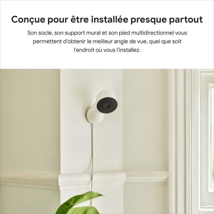 Caméra de surveillance - Google Nest - 2nde Génération GA01317-FR - Extérieur/Intérieur - 2 MP - 1920 x 1080 - 1080p - Audio - Wi-Fi