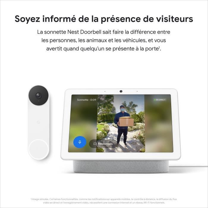 Sonnette de porte sans fil - Google Nest - Doorbell GA01318-FR - Caméra intégrée - 802.11b/g/n - Bluetooth LE - 2.4 Ghz