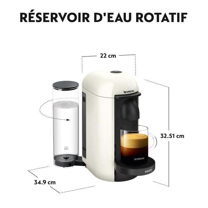 Cafetiere a dosette ou capsule Krups NESPRESSO VERTUO PLUS BLANC IVOIRE YY3916FD