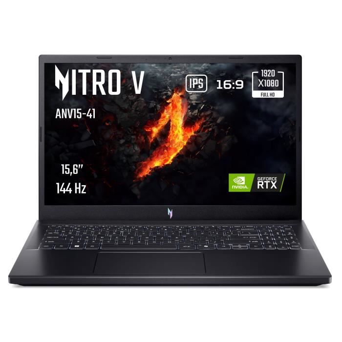 PC Portable Gamer -ACER -Nitro V 15 ANV15-41-R85W -15,6 FHD 144Hz IPS -Ryzen 5 7535HS -RAM 16Go -512Go SSD -RTX 4050 -Sans windows